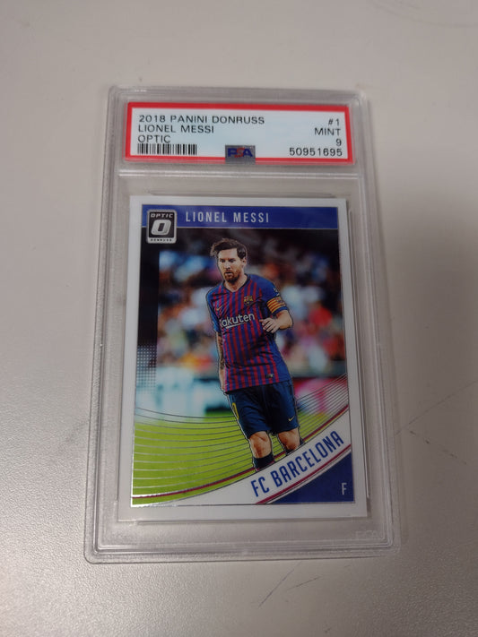 Lionel Messi 2018 Panini Donruss FC Barcelona Optic PSA 9