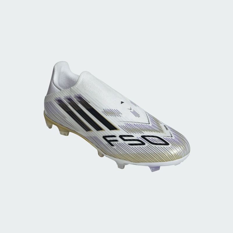 Load image into Gallery viewer, adidas F50 League Laceless FG/MG White Black Gold

