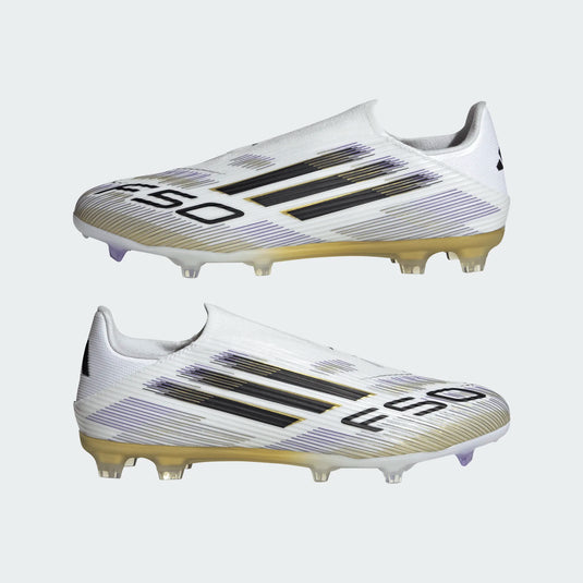 adidas F50 League Laceless FG/MG White Black Gold
