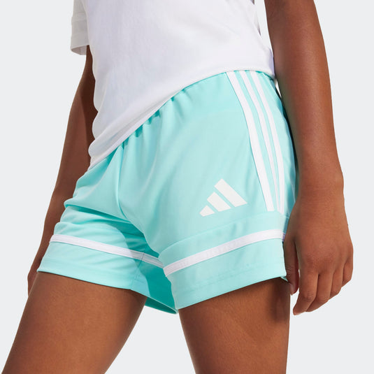 adidas Squadra 25 Youth Girls Soccer Shorts Turquoise Blue
