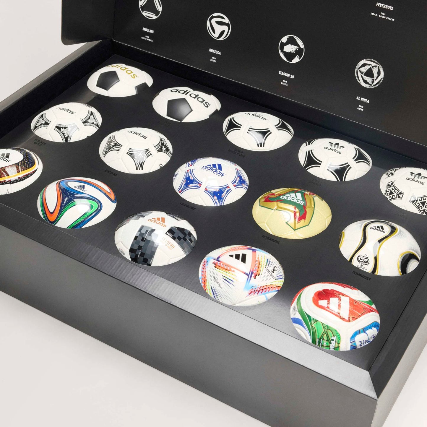 World Cup Historical Mini Ball Set with Display Case 1970-2026