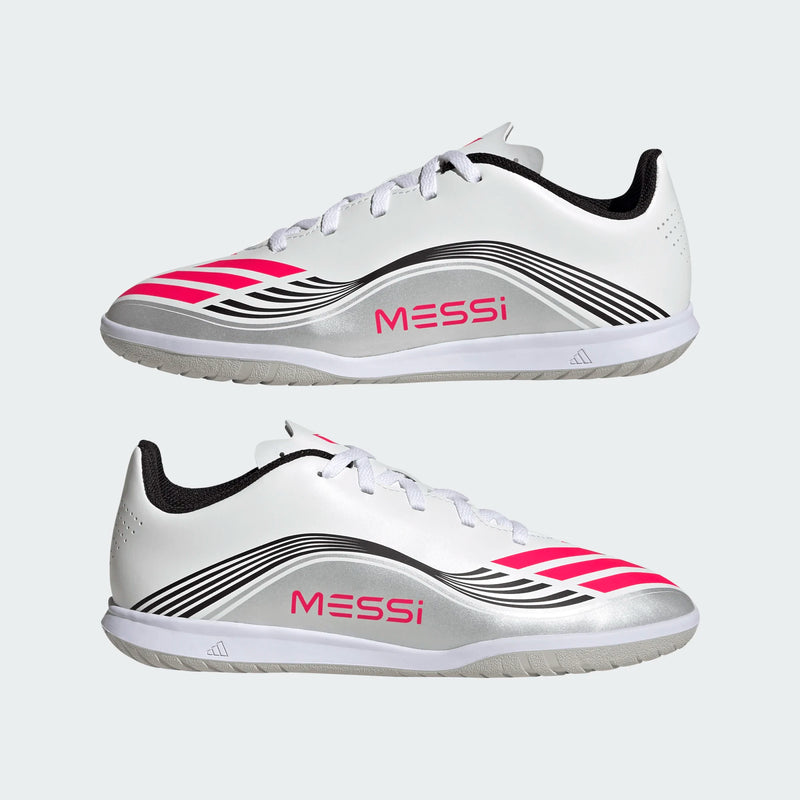 Load image into Gallery viewer, adidas Youth F50 Messi Club Indoor Soccer Futsal White Red

