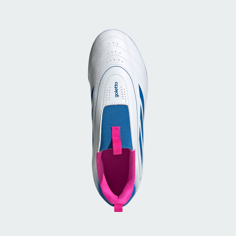 Load image into Gallery viewer, adidas Goletto IX FG/MG Junior Laceless Soccer Cleats White Blue Pink
