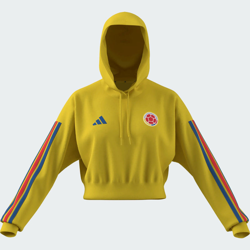 Load image into Gallery viewer, FCF Colombia Women's Cropped Soccer Hoodie Yellow

