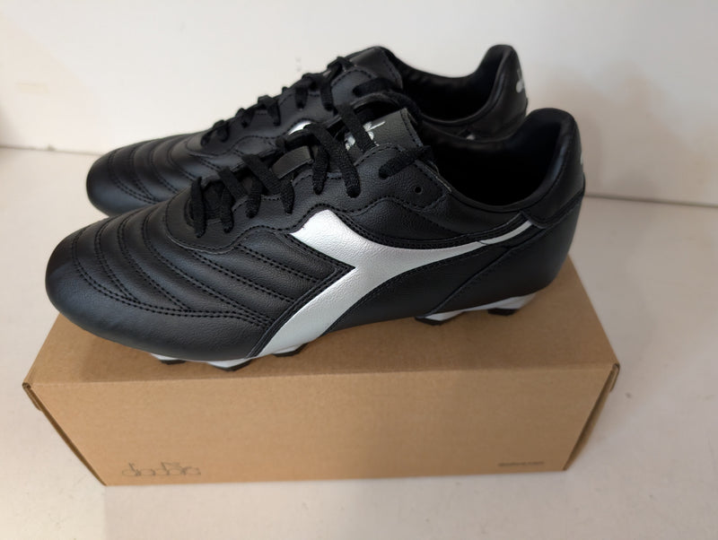 Load image into Gallery viewer, Diadora Brasil R LPU Black Silver Soccer Cleats
