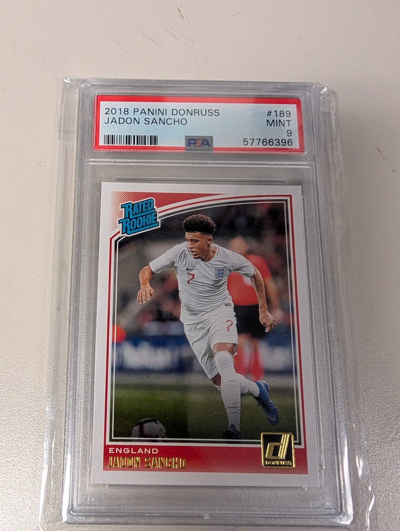 Load image into Gallery viewer, 2018 Panini Donruss Jadon Sancho England Rookie PSA 9
