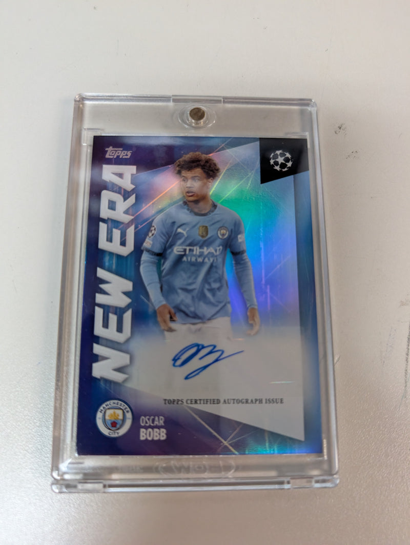 Load image into Gallery viewer, Oscar Bobb New Era Manchester City Autographed Card Topps UCL #NEA-OB

