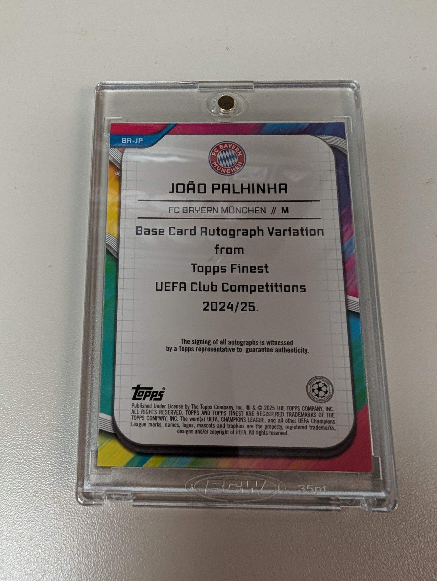 Joao Palhinha Bayern Munich Autograph Topps Finest #BA-JP /199