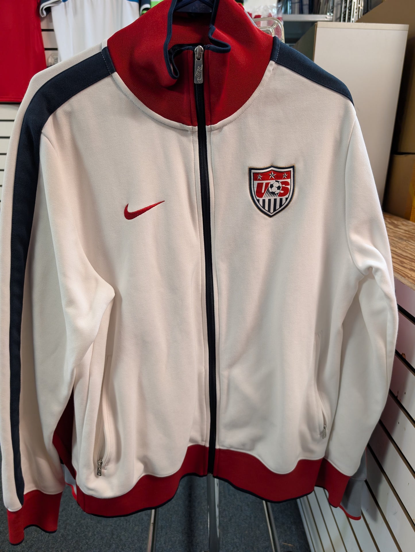 NIKE White USA Men's Large N98 Jacket Full Zip ***VINTAGE USED***