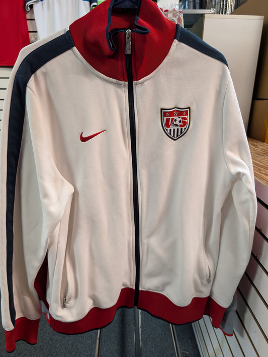 NIKE White USA Men's Large N98 Jacket Full Zip ***VINTAGE USED***