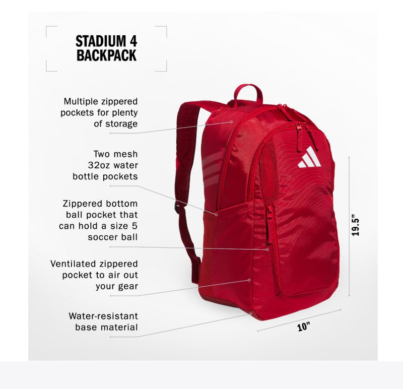 adidas Stadium 4 Soccer Backpack Team Power Red – Strictly Soccer