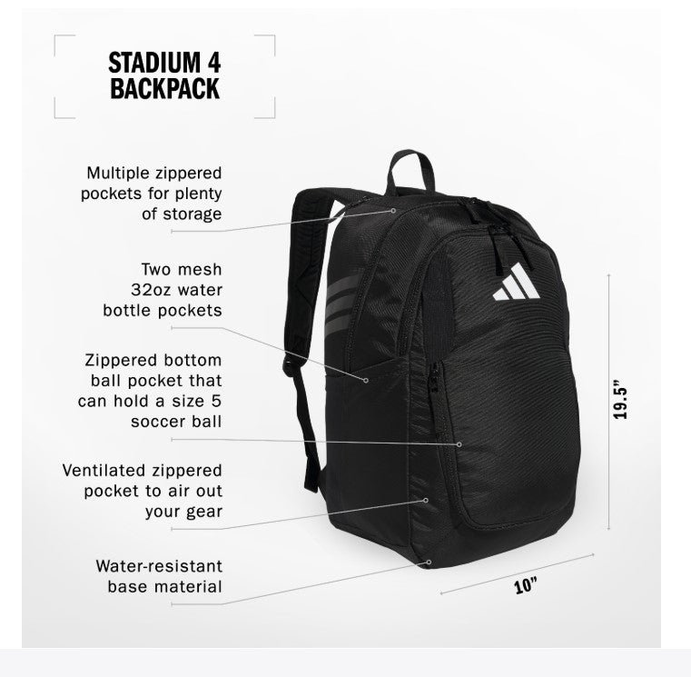 Load image into Gallery viewer, adidas Stadium 4 Soccer Backpack Black
