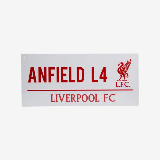 Liverpool FC Anfield Metal White Street Sign