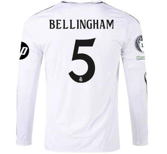 UCL version Bellingham #5 Men's Real Madrid Home Long Sleeve Jersey 24/25