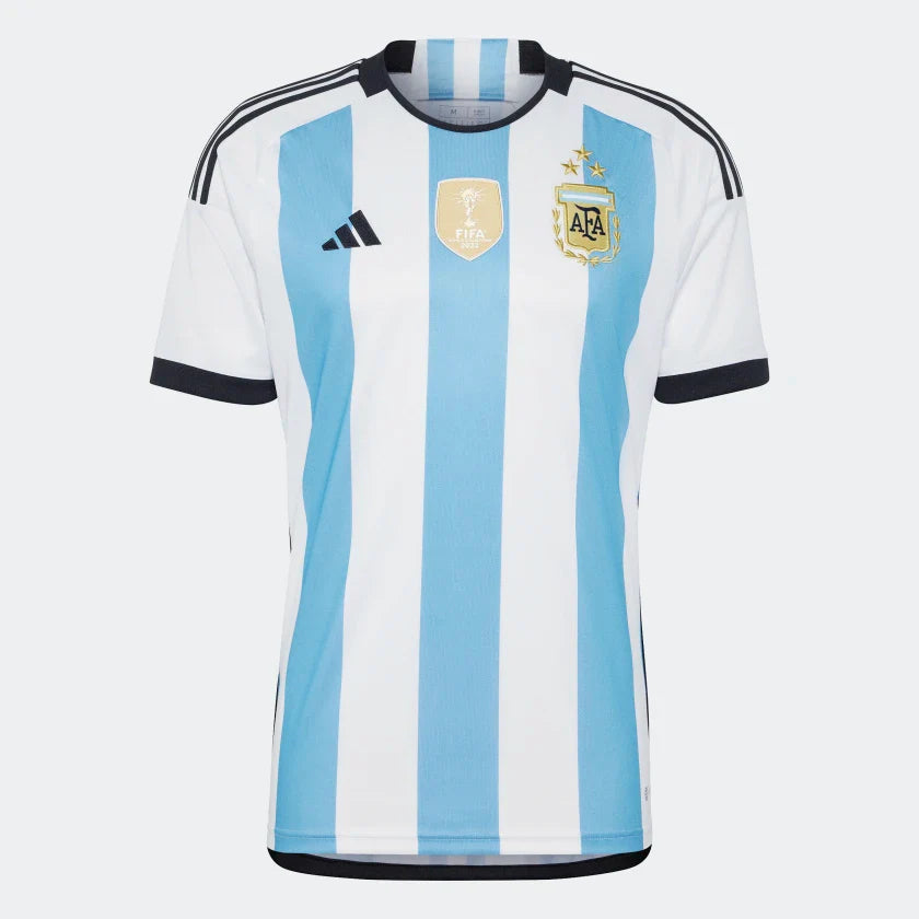 Messi #10 adidas Youth Argentina 2022 World Cup Winners Jerseys 3 Star