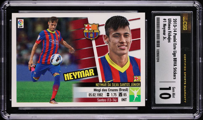 Load image into Gallery viewer, 2013 Panini Este Liga BBVA Stickers Ultimos Fichajes Neymar Jr. #1 CSG 10 GEM
