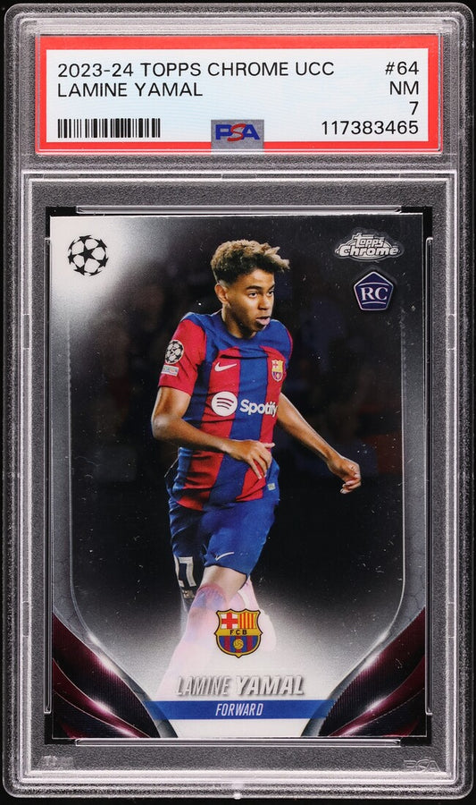 2023 Topps Chrome UEFA Club Competitions Lamine Yamal ROOKIE #64 PSA 7 NRMT