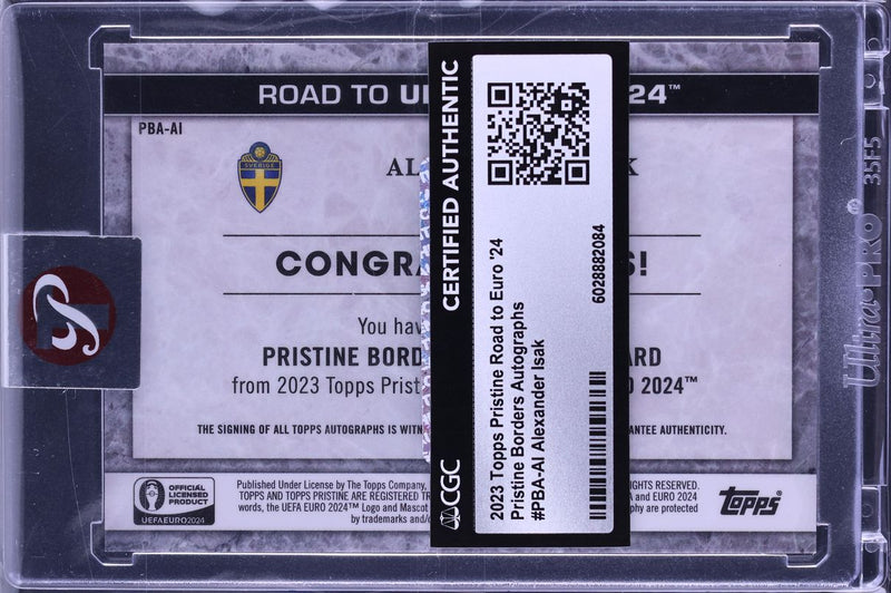 Load image into Gallery viewer, 2023 Topps Pristine Road To Euro '24 Borders Alexander Isak AUTO /199 CGC AUTH
