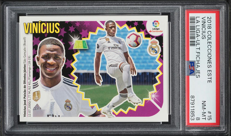 Load image into Gallery viewer, 2018 Panini Colecciones Este La Liga Vinicius ROOKIE #15 PSA 8 NM-MT
