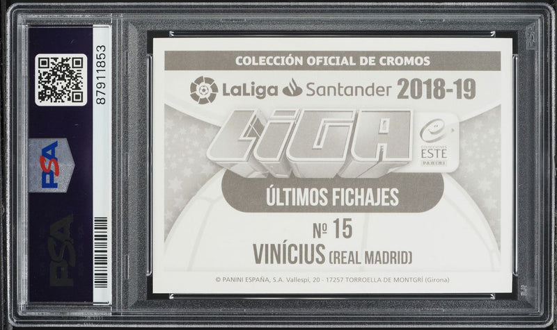 Load image into Gallery viewer, 2018 Panini Colecciones Este La Liga Vinicius ROOKIE #15 PSA 8 NM-MT
