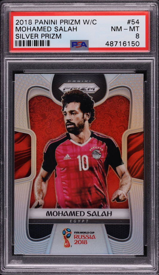 2018 Panini Prizm World Cup Silver Mohamed Salah #54 PSA 8 NM-MT