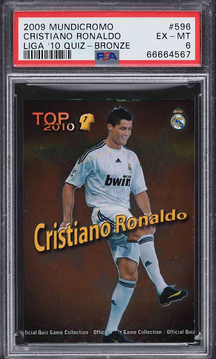 Load image into Gallery viewer, 2009 Mundi Cromo Campeonato Nacional De Liga Bronze Cristiano Ronaldo #596 PSA 6
