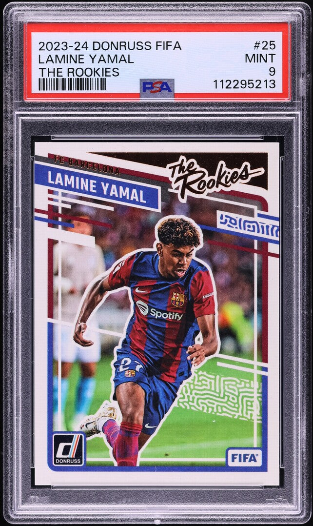Load image into Gallery viewer, 2023 Donruss FIFA The Rookies Lamine Yamal Barcelona ROOKIE #25 PSA 9 MINT

