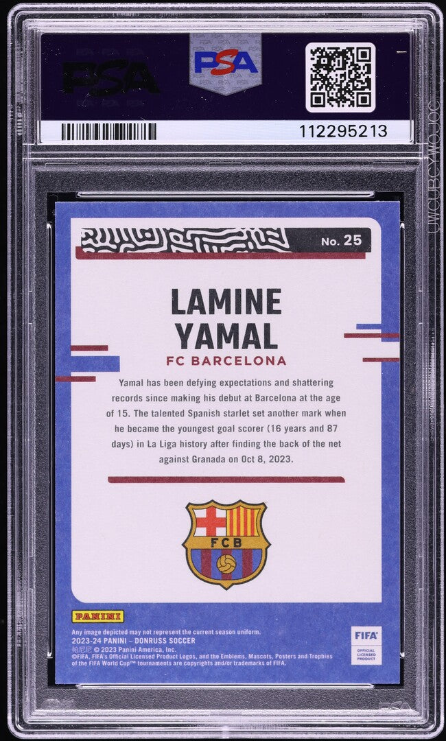 Load image into Gallery viewer, 2023 Donruss FIFA The Rookies Lamine Yamal Barcelona ROOKIE #25 PSA 9 MINT

