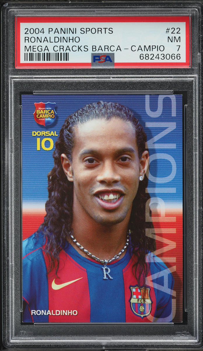 Load image into Gallery viewer, 2004 Panini Sports Mega Cracks Barca Campio Ronaldinho #22 PSA 7 NRMT
