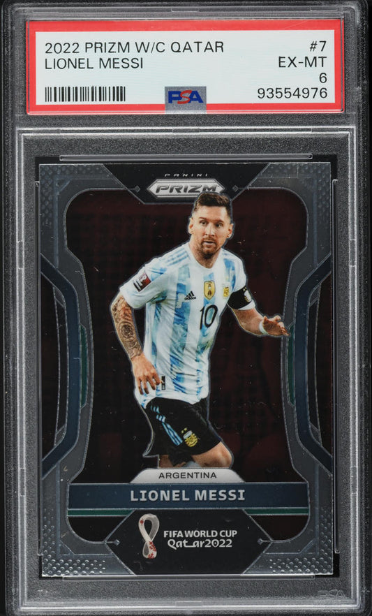 2022 Panini Prizm World Cup Qatar Lionel Messi #7 PSA 6 EXMT