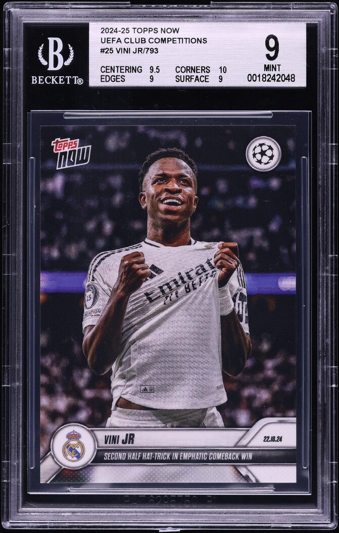 Load image into Gallery viewer, 2024 Topps Now UEFA Club Competitions Vini Jr. #25 BGS 9 MINT
