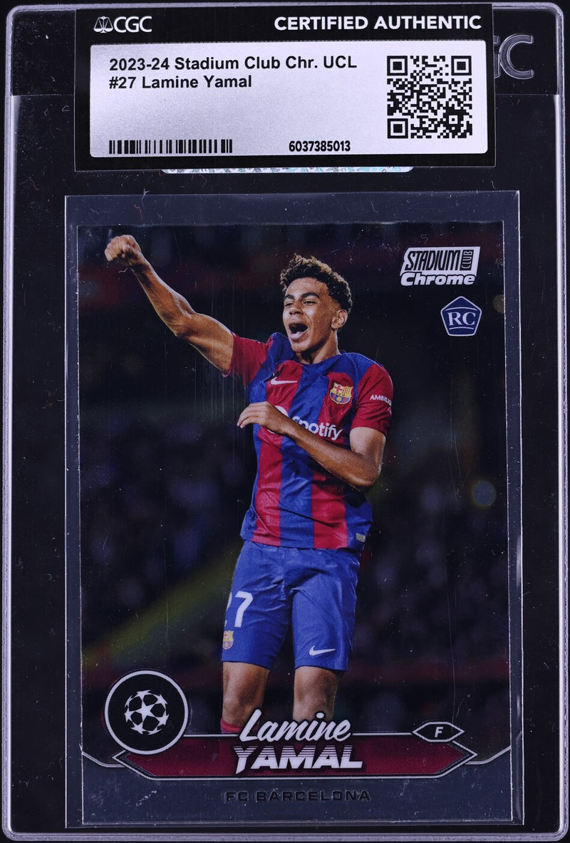 Load image into Gallery viewer, 2023 Stadium Club Chrome UCL Lamine Yamal ROOKIE #27 CGC AUTH
