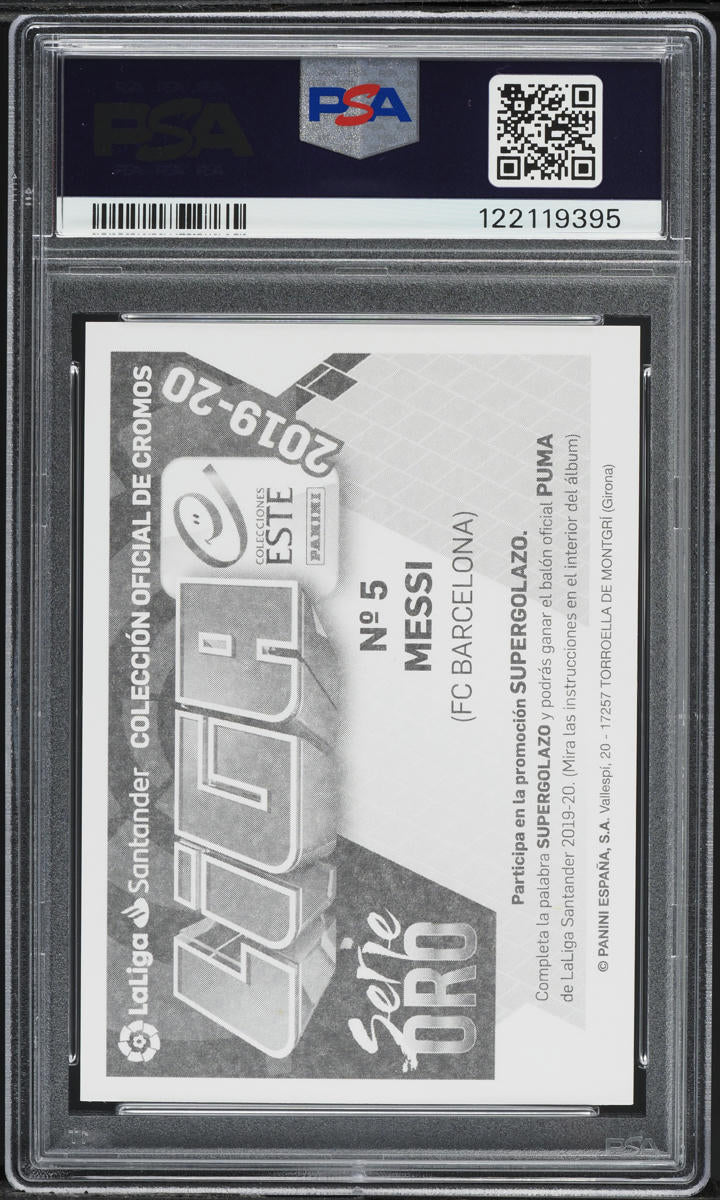 Load image into Gallery viewer, 2019 Panini Colecciones Este La Liga Serie Oro Messi #5 PSA 5 EX
