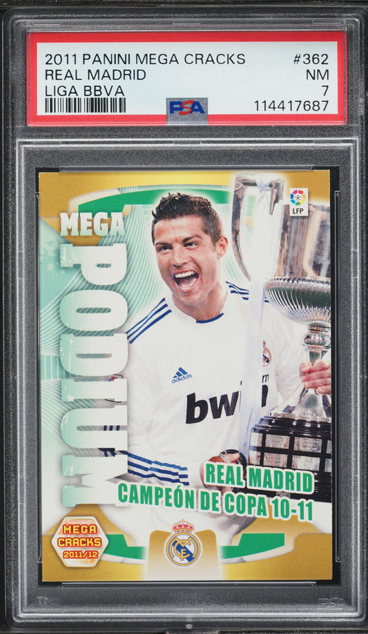 2011 Panini Mega Cracks Liga BBVA Real Madrid Ronaldo Trophy #362 PSA 7 NRMT