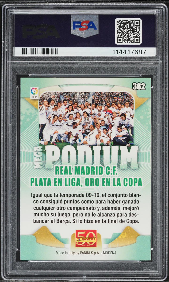 Load image into Gallery viewer, 2011 Panini Mega Cracks Liga BBVA Real Madrid Ronaldo Trophy #362 PSA 7 NRMT
