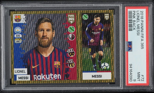 2018 Panini FiIFA 365 Pink Back Lionel Messi #72 PSA 9 MINT