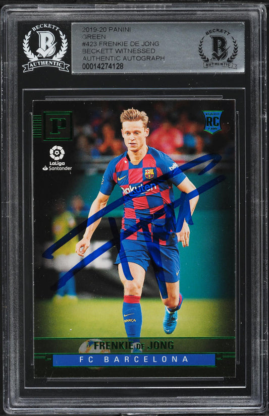 2019 Panini Soccer Green Frenkie De Jong ROOKIE AUTO #423 BAS BGS AUTH