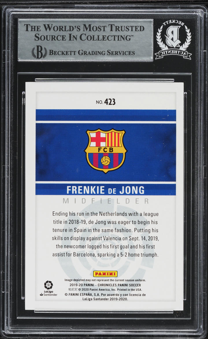 Load image into Gallery viewer, 2019 Panini Soccer Green Frenkie De Jong ROOKIE AUTO #423 BAS BGS AUTH
