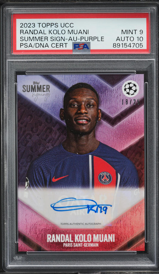 2023 Topps UEFA Summer Signings Purple Randal Kolo Muani AUTO DNA 10 /25 PSA 9