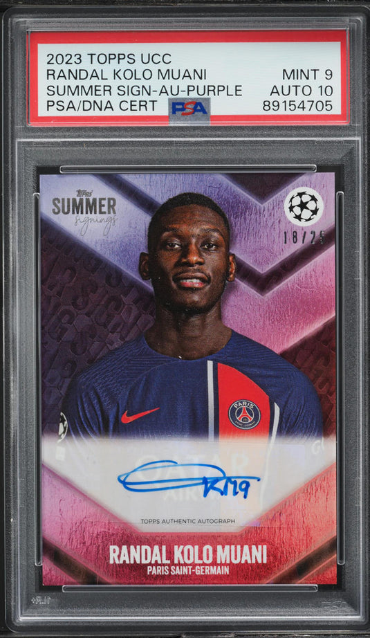2023 Topps UEFA Summer Signings Purple Randal Kolo Muani Autograph 10/25 PSA 9
