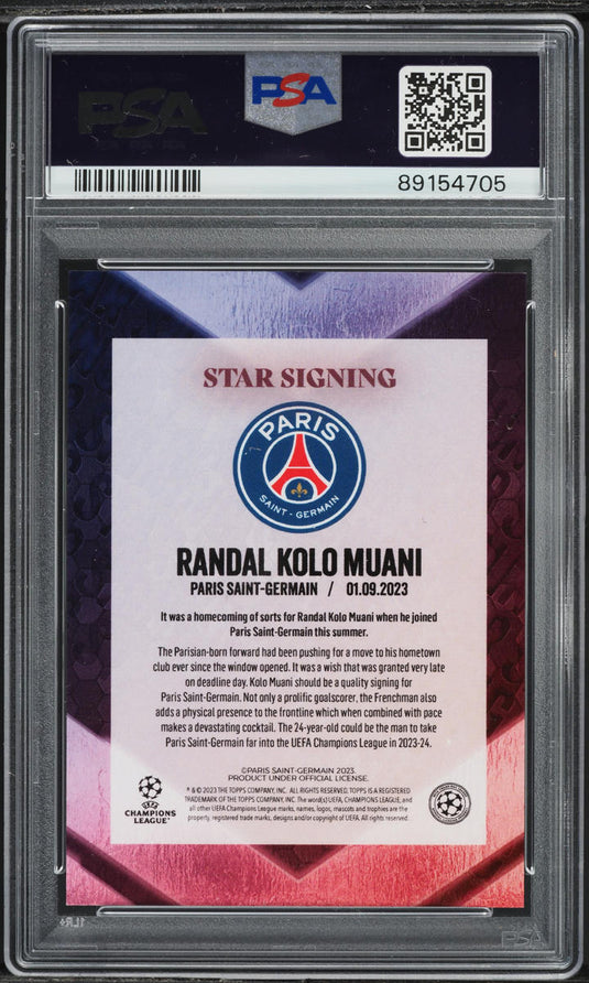 2023 Topps UEFA Summer Signings Purple Randal Kolo Muani Autograph 10/25 PSA 9