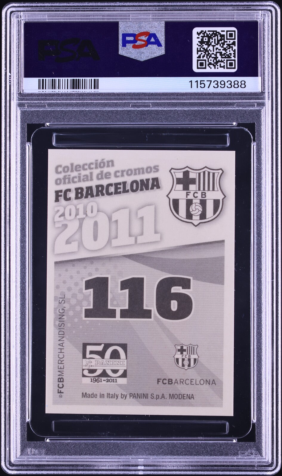 2010 Panini FC Barcelona Lionel Messi #116 PSA 6 EXMT