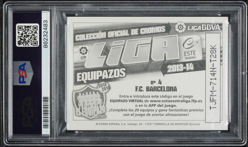 Load image into Gallery viewer, 2013 Panini Colecciones Este Equipazos Lionel Messi F.C. Barcelona #4 PSA 9 MINT
