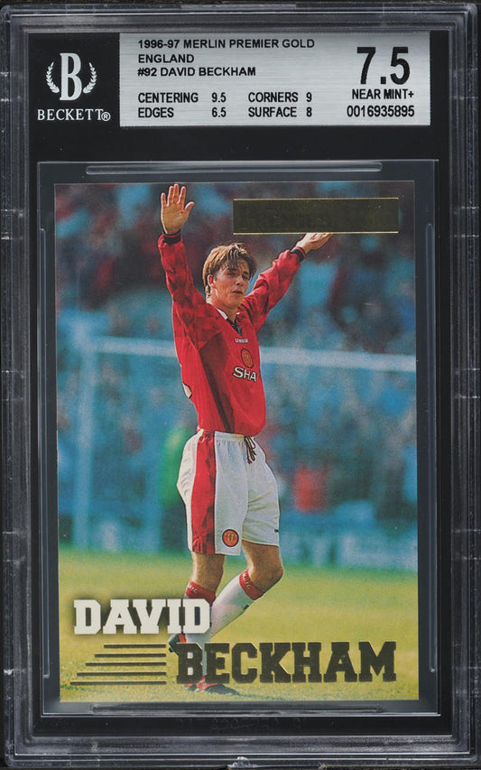 1996 Merlin Premier Gold England David Beckham ROOKIE #92 BGS 7.5 NRMT+