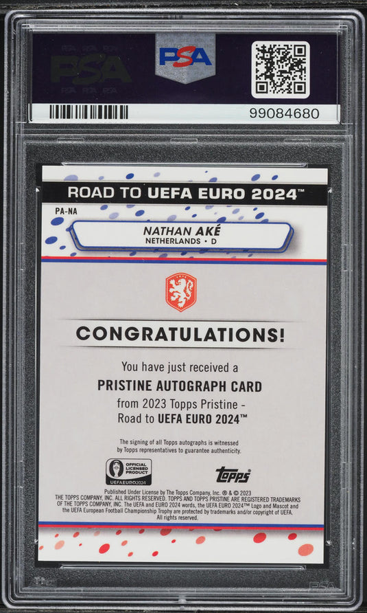 2023 Topps Pristine Road To UEFA Euro '24 Nathan Ake AUTO DNA 10 PSA