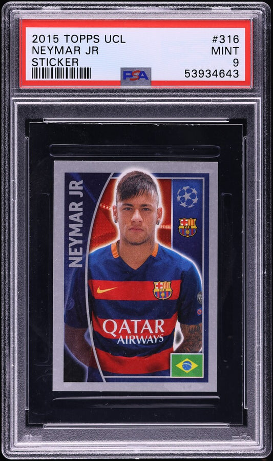2015 Topps UEFA Champions League Sticker Neymar Jr. #316 PSA 9 MINT