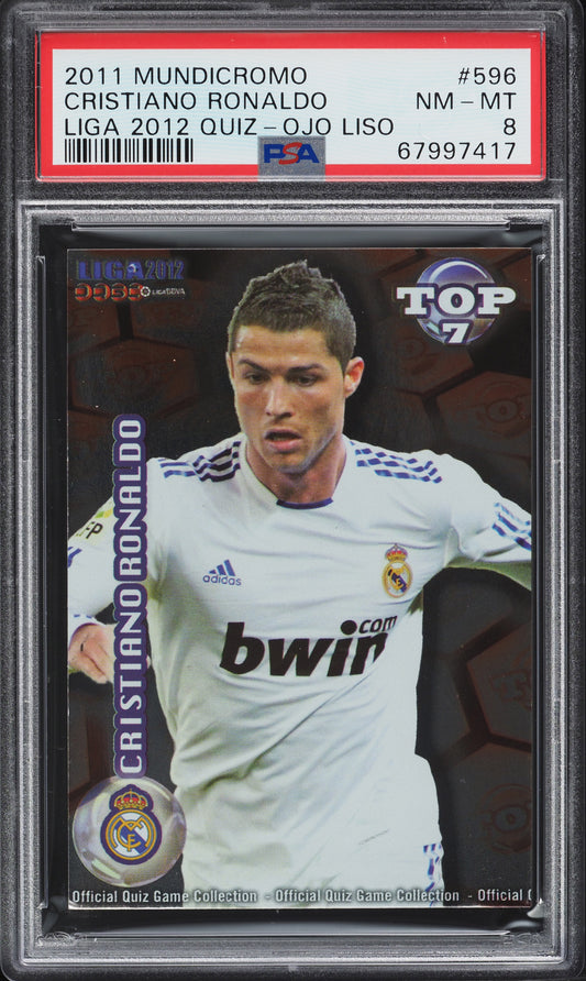 2011 Mundicromo Liga Quiz Ojo Liso Cristiano Ronaldo #596 PSA 8 NM-MT