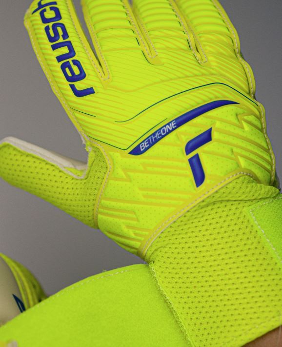 Load image into Gallery viewer, Reusch Attrakt Solid Junior Goalkeeper Glove Yellow Blue
