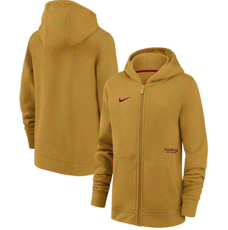 Load image into Gallery viewer, Youth Nike Paris Saint-Germain PSG Full-Zip French Terry Hoodie Gold
