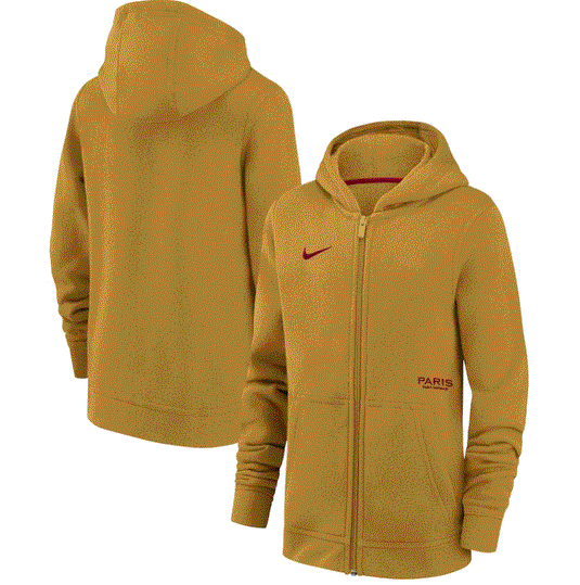 Youth Nike Paris Saint-Germain PSG Full-Zip French Terry Hoodie Gold